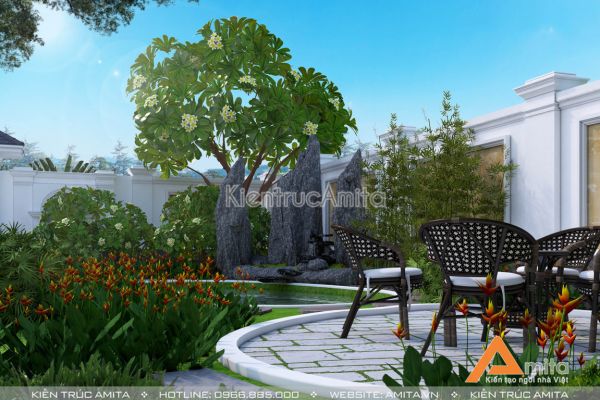 Thiết kế biệt thự 2 tầng tân cổ điển mặt tiền 11,5m BT22322