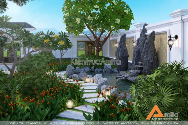 Thiết kế biệt thự 2 tầng tân cổ điển mặt tiền 11,5m BT22322