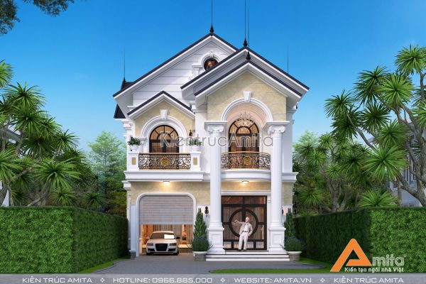 Vẻ đẹp tinh tế của biệt thự tân cổ điển mái Thái 2 tầng BT22324