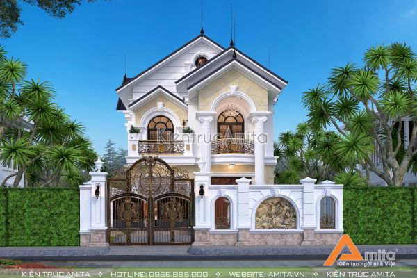 Vẻ đẹp tinh tế của biệt thự tân cổ điển mái Thái 2 tầng BT22324