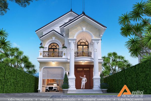Vẻ đẹp tinh tế của biệt thự tân cổ điển mái Thái 2 tầng BT22324