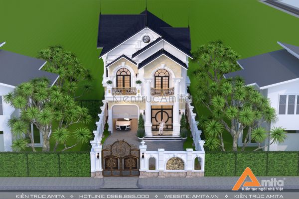 Vẻ đẹp tinh tế của biệt thự tân cổ điển mái Thái 2 tầng BT22324