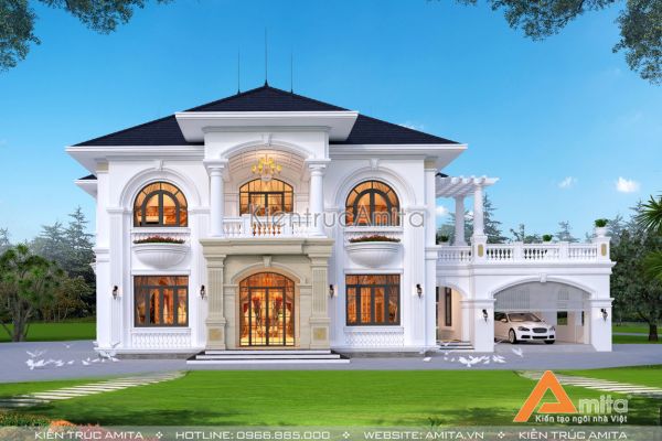 Thiết kế nhà đẹp 2 tầng tân cổ điển tiện nghi sang trọng BT22331