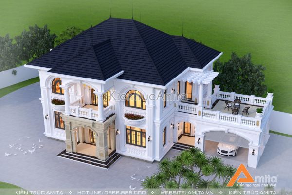 Thiết kế nhà đẹp 2 tầng tân cổ điển tiện nghi sang trọng BT22331