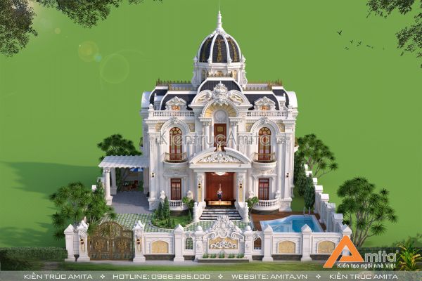 Biệt thự lâu đài cổ điển Pháp 2 tầng đẹp tại Hà Tĩnh BT23316