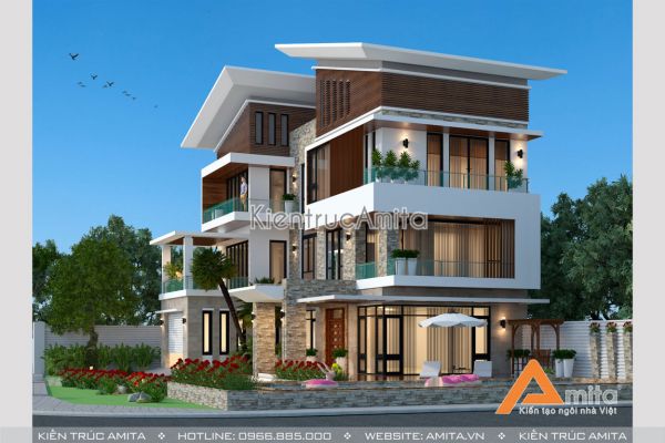 Thiết kế biệt thự 3 tầng phong cách hiện đại (CĐT: ông Hải - Vĩnh Phúc) BT31021