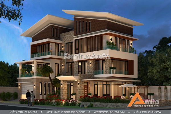 Thiết kế biệt thự 3 tầng phong cách hiện đại (CĐT: ông Hải - Vĩnh Phúc) BT31021