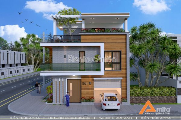 Mẫu biệt thự phố hiện đại 3 tầng 2 mặt tiền đẹp BT31086