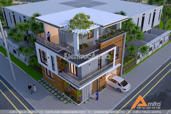 Mẫu biệt thự phố hiện đại 3 tầng 2 mặt tiền đẹp BT31086