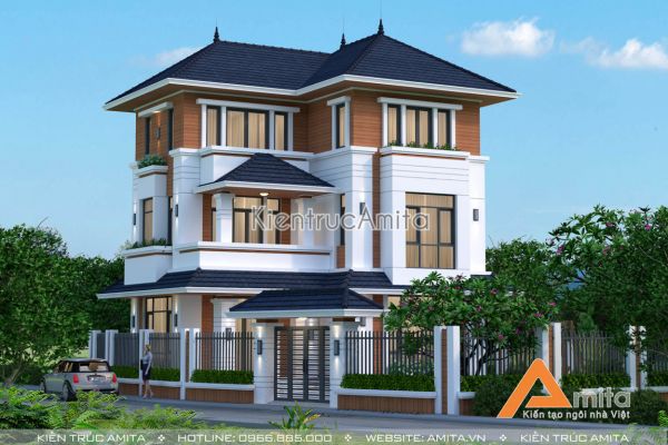 Thiết kế biệt thự hiện đại mái thái đẹp (CĐT: ông Lịch - Đồng Nai) BT31091