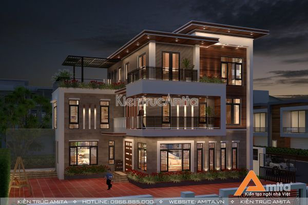 Thiết kế biệt thự 3 tầng hiện đại đẹp (CĐT: ông Văn-Ninh Bình) BT31109