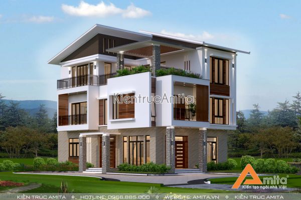 Thiết kế biệt thự hiện đại có sân vườn rộng  BT31111