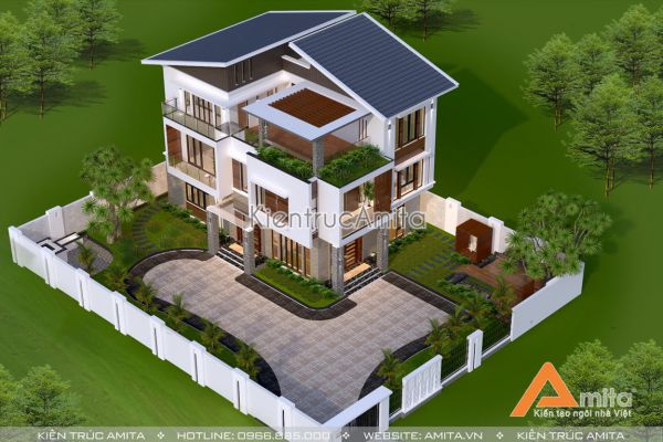 Thiết kế biệt thự hiện đại có sân vườn rộng  BT31111