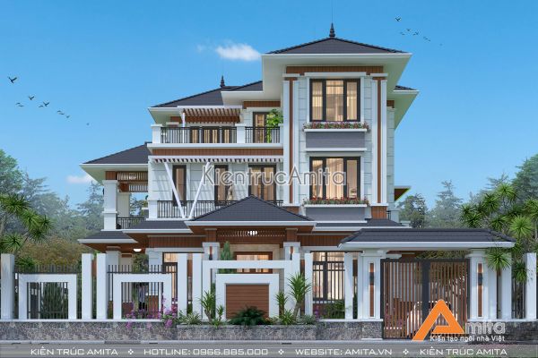 Thiết kế biệt thự mái Thái 3 tầng (CĐT:Ông Chung  - Quảng Ninh) BT31210