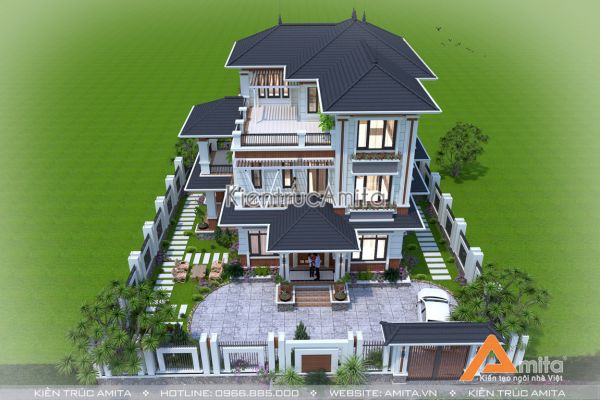 Thiết kế biệt thự mái Thái 3 tầng (CĐT:Ông Chung  - Quảng Ninh) BT31210