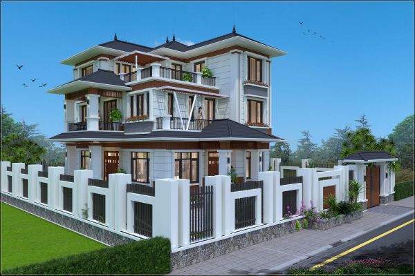 Thiết kế biệt thự mái Thái 3 tầng (CĐT:Ông Chung  - Quảng Ninh) BT31210