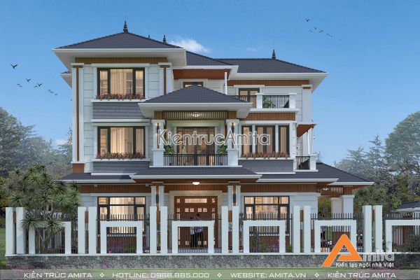 Thiết kế biệt thự mái Thái 3 tầng (CĐT:Ông Chung  - Quảng Ninh) BT31210