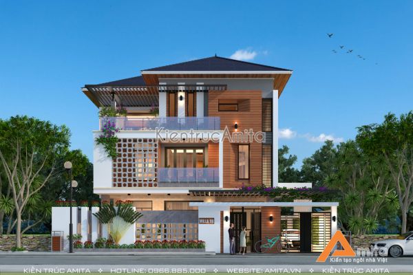 Biệt thự hiện đại 3 tầng thiết kế ấn tượng (cđt: ông Mạnh - Hà Nam) BT31227 