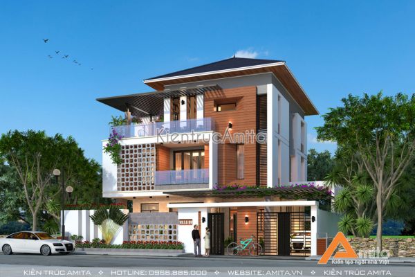 Biệt thự hiện đại 3 tầng thiết kế ấn tượng (cđt: ông Mạnh - Hà Nam) BT31227 