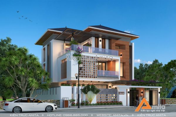 Biệt thự hiện đại 3 tầng thiết kế ấn tượng (cđt: ông Mạnh - Hà Nam) BT31227 