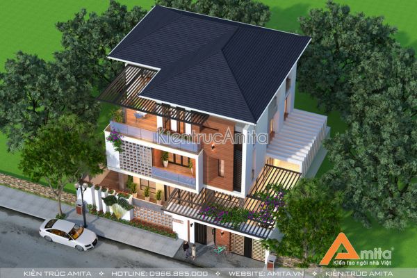 Biệt thự hiện đại 3 tầng thiết kế ấn tượng (cđt: ông Mạnh - Hà Nam) BT31227 