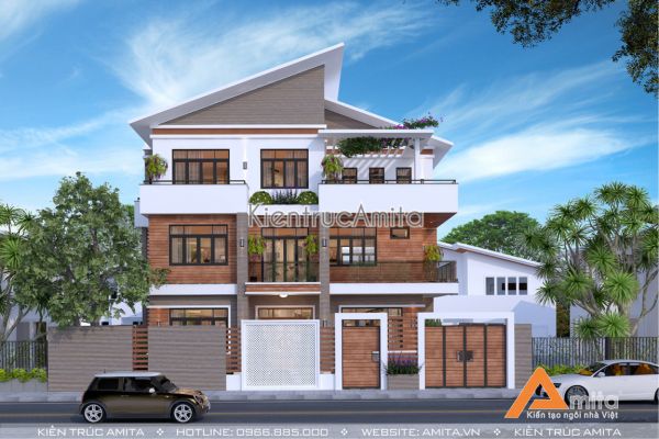 Mẫu biệt thự hiện đại 3 tầng mái vát (CĐT:Bà phượng - Hà Nội ) BT31244