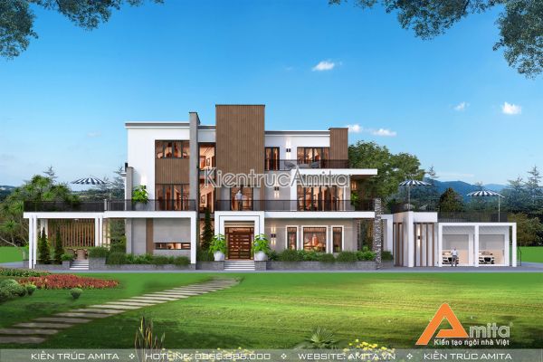 Thiết kế dinh thự biệt thự hiện đại 3 tầng đẹp phá cách BT31275