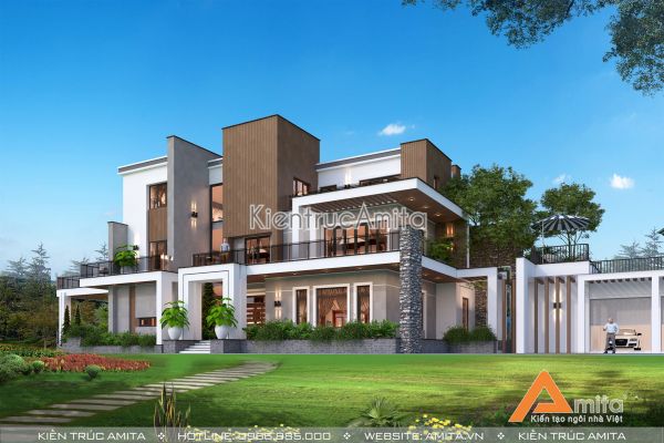 Thiết kế dinh thự biệt thự hiện đại 3 tầng đẹp phá cách BT31275