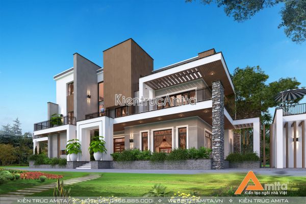 Thiết kế dinh thự biệt thự hiện đại 3 tầng đẹp phá cách BT31275