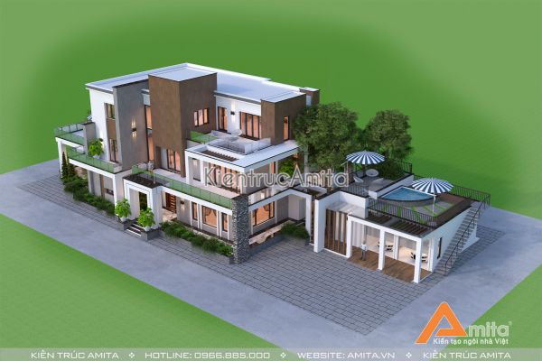 Thiết kế dinh thự biệt thự hiện đại 3 tầng đẹp phá cách BT31275