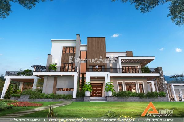 Thiết kế dinh thự biệt thự hiện đại 3 tầng đẹp phá cách BT31275