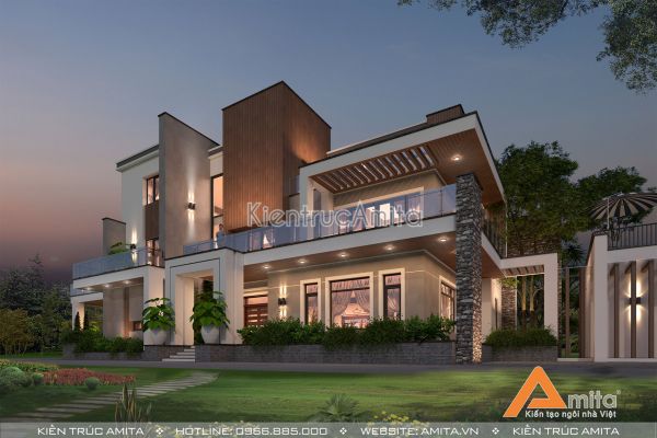 Thiết kế dinh thự biệt thự hiện đại 3 tầng đẹp phá cách BT31275