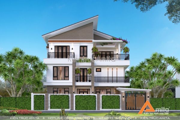 Thiết kế biệt thự hiện đại 3 tầng tiện nghi sang trọng tại Bắc Giang BT31332