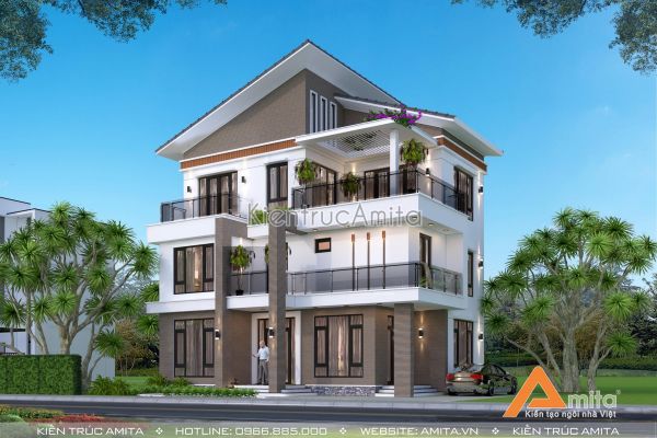 Thiết kế biệt thự hiện đại 3 tầng tiện nghi sang trọng tại Bắc Giang BT31332