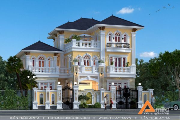 Thiết kế biệt thự 3 tầng tân cổ điển đẹp (CĐT: bà Vân - Hải Dương) BT32024