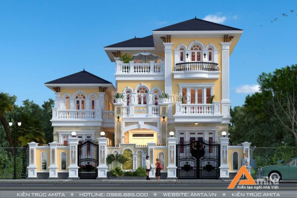 Thiết kế biệt thự 3 tầng tân cổ điển đẹp (CĐT: bà Vân - Hải Dương) BT32024