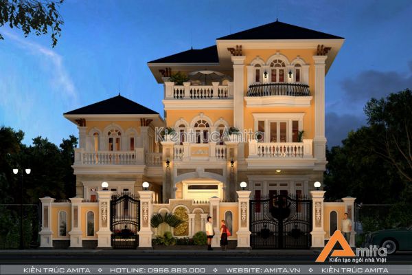 Thiết kế biệt thự 3 tầng tân cổ điển đẹp (CĐT: bà Vân - Hải Dương) BT32024