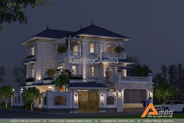 Mẫu nhà biệt thự mái Thái tân cổ điển (CĐT: Ông Minh - Thái Nguyên) BT32045