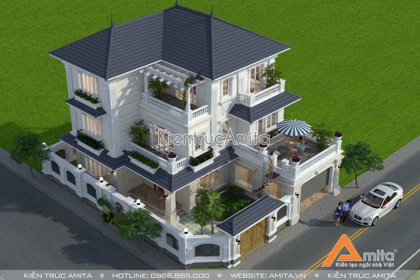 Mẫu nhà biệt thự mái Thái tân cổ điển (CĐT: Ông Minh - Thái Nguyên) BT32045