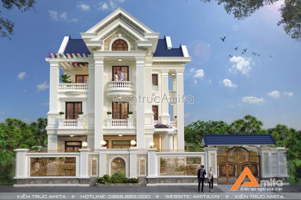 Thiết kế biệt thự tân cổ điển 3 tầng kiểu Pháp đẹp đẳng cấp  BT32090