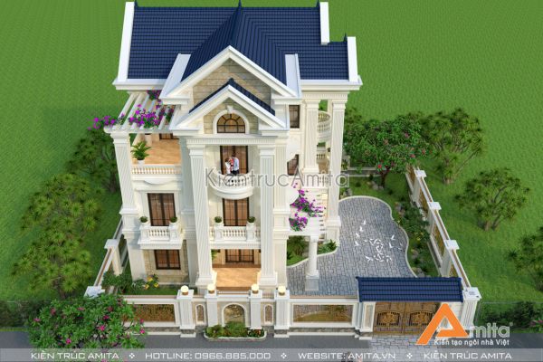 Thiết kế biệt thự tân cổ điển 3 tầng kiểu Pháp đẹp đẳng cấp  BT32090