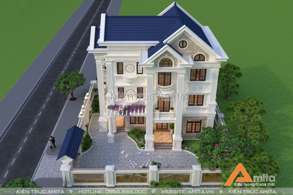 Thiết kế biệt thự tân cổ điển 3 tầng kiểu Pháp đẹp đẳng cấp  BT32090