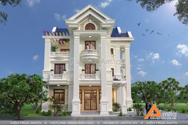 Thiết kế biệt thự tân cổ điển 3 tầng kiểu Pháp đẹp đẳng cấp  BT32090