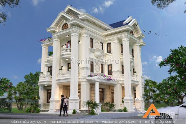 Thiết kế biệt thự tân cổ điển 3 tầng kiểu Pháp đẹp đẳng cấp  BT32090