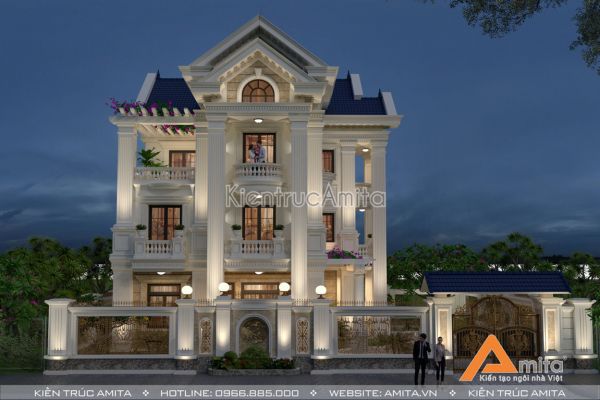 Thiết kế biệt thự tân cổ điển 3 tầng kiểu Pháp đẹp đẳng cấp  BT32090
