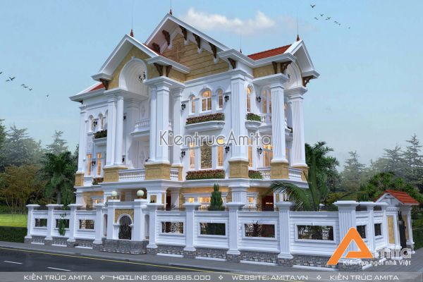 Mẫu biệt thự kiểu pháp 2 mặt tiền đẹp (CĐT:Bà Phượng - Sơn La) BT32108