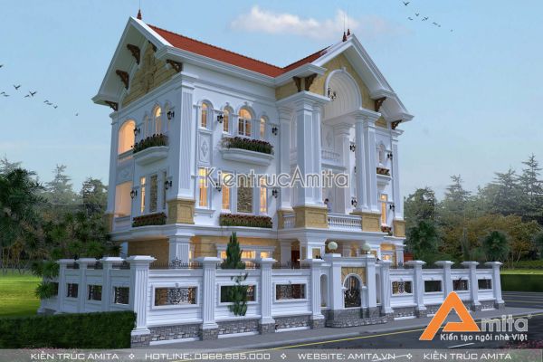 Mẫu biệt thự kiểu pháp 2 mặt tiền đẹp (CĐT:Bà Phượng - Sơn La) BT32108