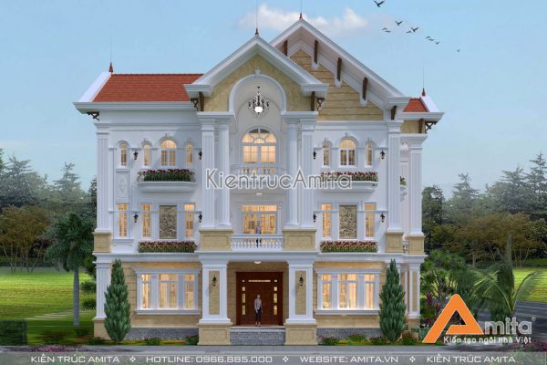 Mẫu biệt thự kiểu pháp 2 mặt tiền đẹp (CĐT:Bà Phượng - Sơn La) BT32108