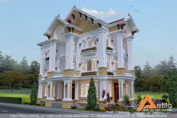 Mẫu biệt thự kiểu pháp 2 mặt tiền đẹp (CĐT:Bà Phượng - Sơn La) BT32108