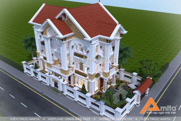 Mẫu biệt thự kiểu pháp 2 mặt tiền đẹp (CĐT:Bà Phượng - Sơn La) BT32108